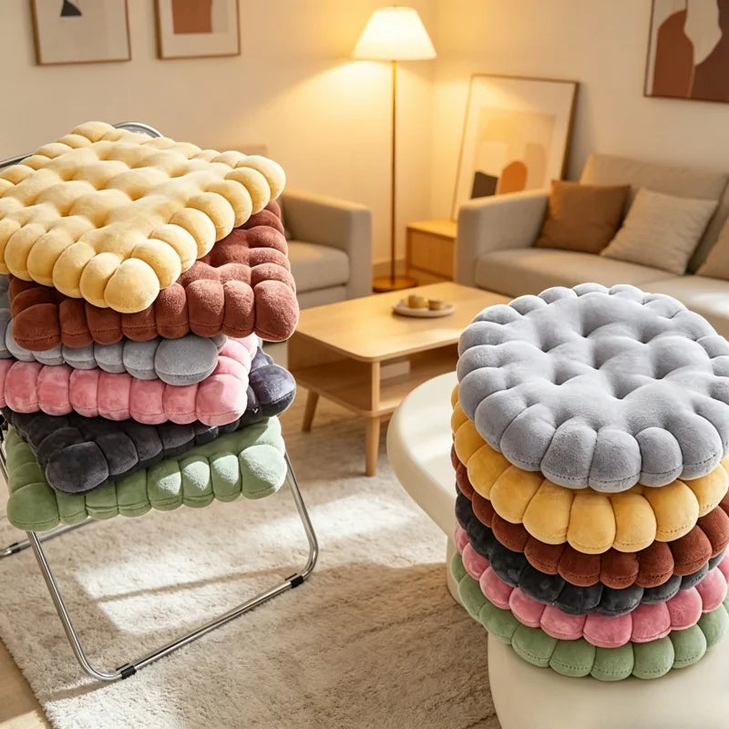 Large Biscuit Shape Plush Cushion,Soft Creative Pillow Chair Seat Pad, Decorative Cookie Japanese Tatami Back Cushion