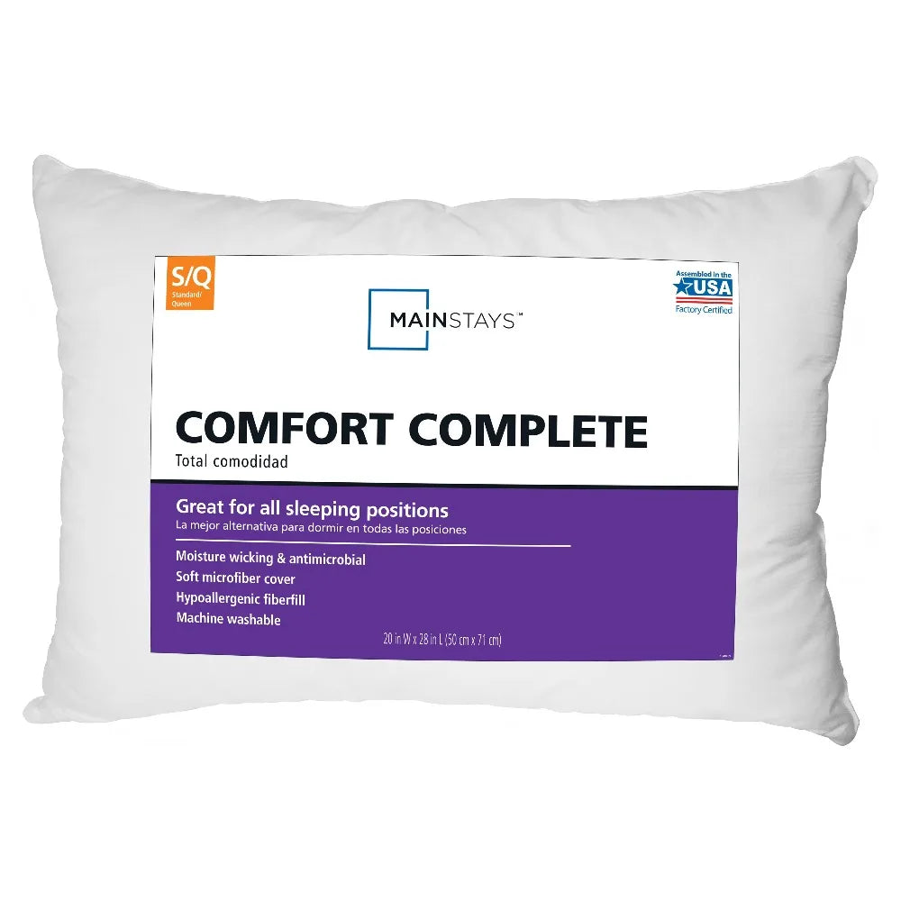 Comfort Complete Bed Pillow Standard Queen Size 2 Pack Set Premium Support for Sleeping