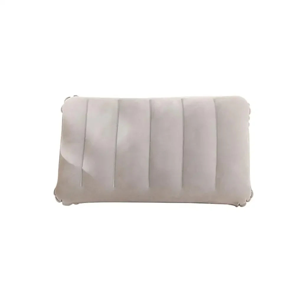 Portable Pillow Travel Air Cushion Inflatable Double Sided Flocking Cushion Camp Beach Car Plane Head Rest Bed Sleep